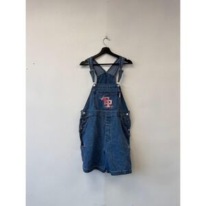 Pink Panther Overalls Womens 14W/16W Blue Denim Bib Shortalls Plus Size Cartoon